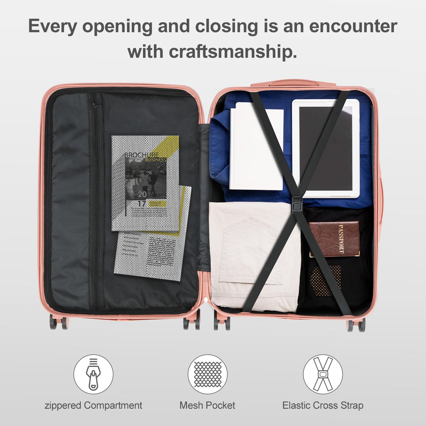 Conjunto de 4 malas com protetores de cantos, tamanhos 12/20/24/28 polegadas, estrutura rígida e resistente, rodas giratórias 360°, multifuncionais, de grande capacidade e leves.