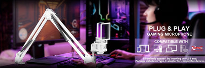 ZealSound Professional USB Gaming Microphone Kit, Podcast Condenser Mic with Boom Arm and RGB Light, Plug&Play Microphones for Streaming, PC, Computer Eid Al-Adha Mubarak