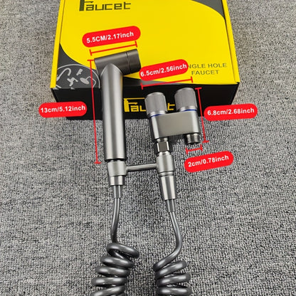 Double control angle valve with one inlet and two outlets, new booster spray gun includes a 2-meter telescopic hose, no-drill bracket. G1/2 interface, easy installation, convenient to use, comes with mounting accessories, no