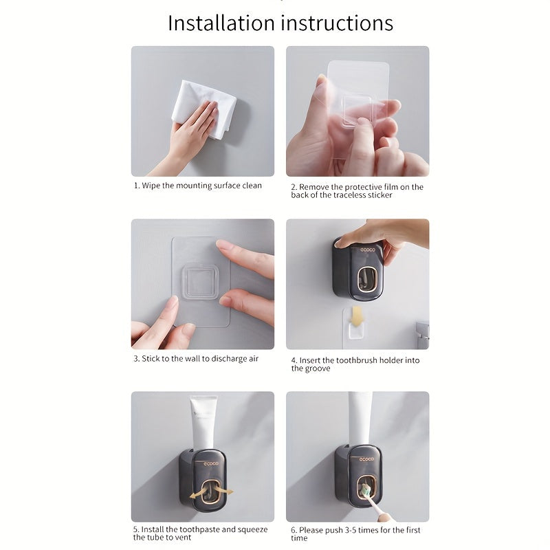 Dispensador de pasta de dentes automático e elegante para montagem na parede - Não necessita de eletricidade.