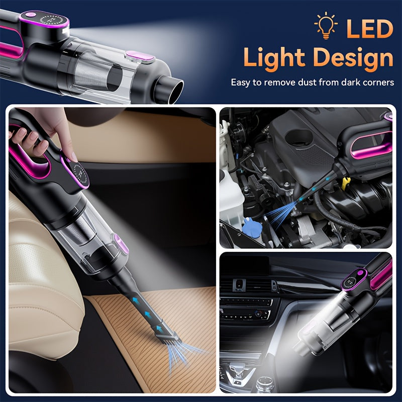 Wireless handheld vacuum cleaner for cars and homes, car-mounted 2-in-1 blower and suction cleaner, handheld type, high power, super strong suction, small and mini handheld car interior cleaner, wet and dry dual-purpose car v