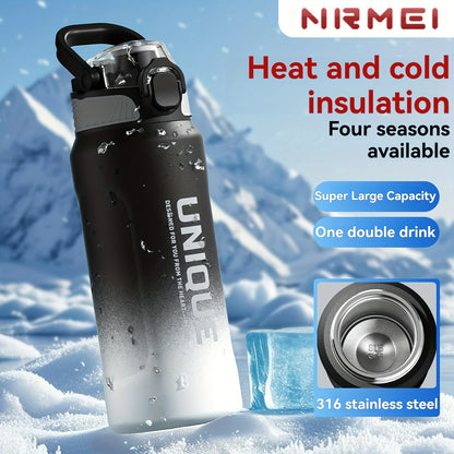 32oz nRMEi Insulated Stainless Steel Water Bottle with Pop-Up Lid, Handle & Straw - 316 Stainless Steel, BPA-Free, 4-Season Hot/Cold Retention, Large Capacity for Outdoor, Travel, Everyday Use, Insulated Water Bottle, Sleek M