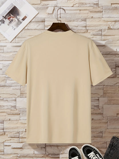 Conjunto de 4 t-shirts casuais para homem de cor sólida, estilo simples, manga curta e gola redonda, ideais para usar em casa, como pijama ou para atividades ao ar livre no verão.