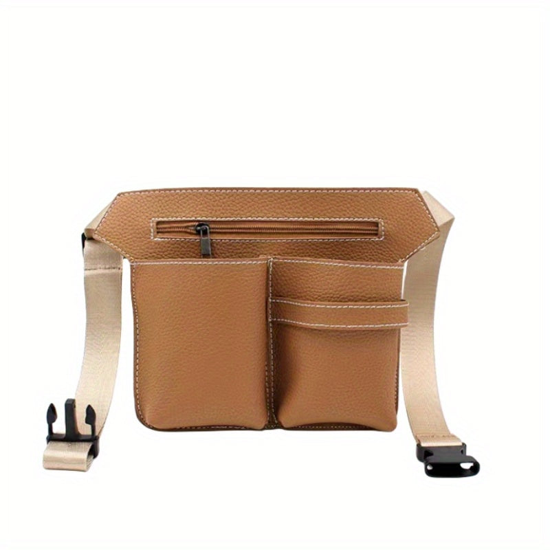 Professional Hairdresser Scissor Bag with Waist Belt - Durable PU Leather Storage Holster for Hair Salon Tools and Accessories