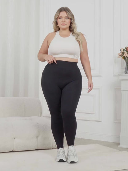 3 Packs Plus Size Simple Skinny Leggings, Casual High Waist Stretchy Leggings For Spring & Summer, Women's Plus Size Clothing