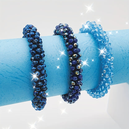 Esbbela 3pcs Bracelet Set Holiday Gift Beaded Artificial Crystal Stackable Strap Set with Elasticity Suitable for Women Men 16.51-20.32 cm Daily Vacation