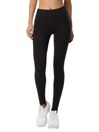 3-Pack High-Elasticity Slim-Fit 9/10 Length Pants - Solid Color Tight Waist All-Season Trousers, Machine Washable & Dry Cleanable, Casual to Dressy Wear (Compatible with Skirts/Blouses) - Bulk Pack for Cost Savings & Easy War