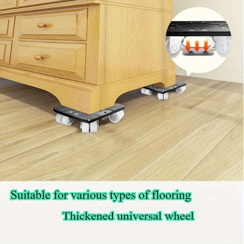 6-Piece Upgraded Furniture Dolly Set, Includes 4 Furniture Movers with 4 Wheels, 1 Pry Bar, 1 Pair of Gloves, Carbon Steel Panel Heavy-Duty Dolly, Furniture Lifter with 4 Universal 360° Swivel Rubber Wheels, Max Load 999.72