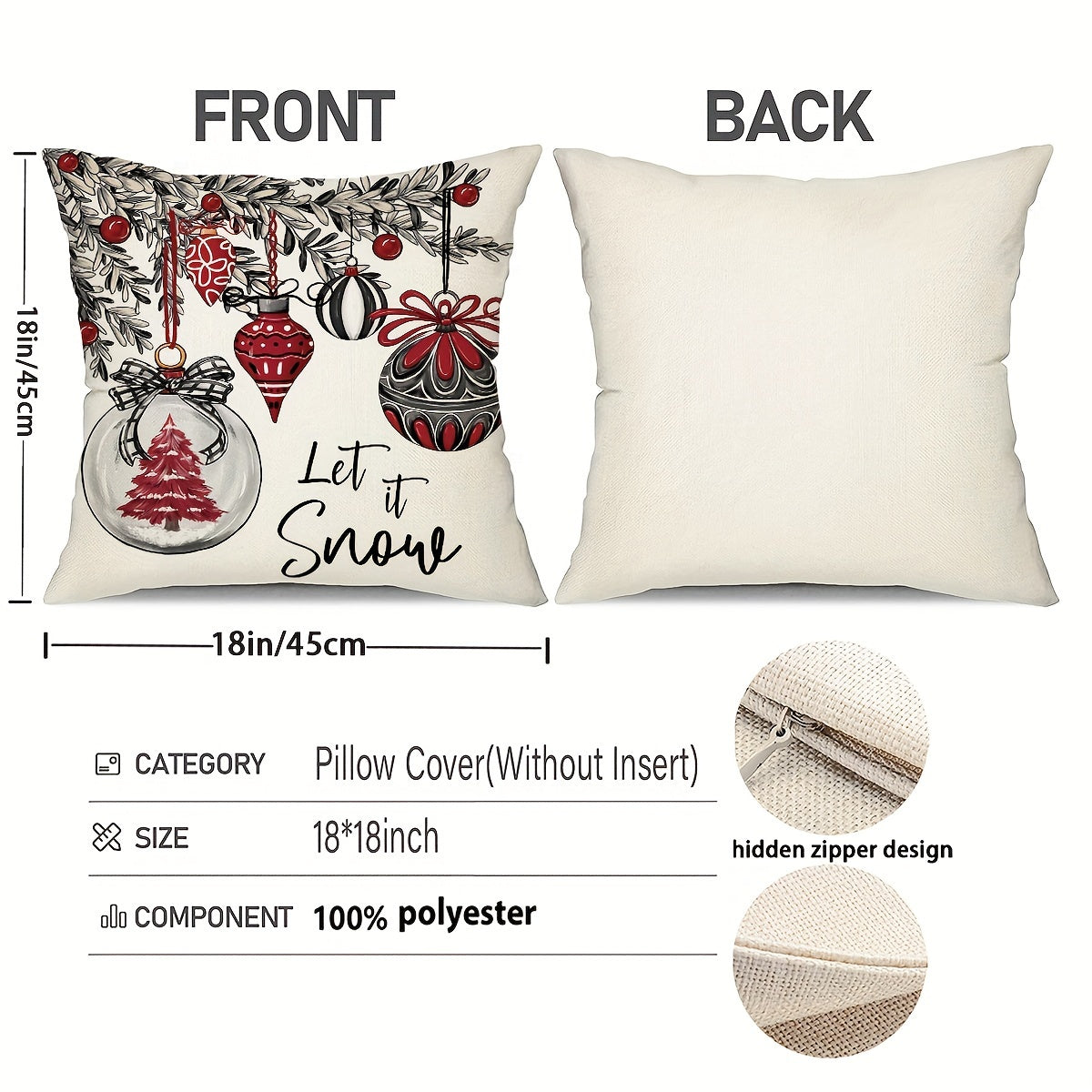 2pcs, Christmas Throw Pillow Covers, 45.72cm*45.72cm Christmas Tree Decorative Home Decor Cushion Covers, Farmhouse Winter Holiday Home Decor Pillowcases, for Porch Patio Couch Sofa Living Room Outdoor, Without Pillow Inserts