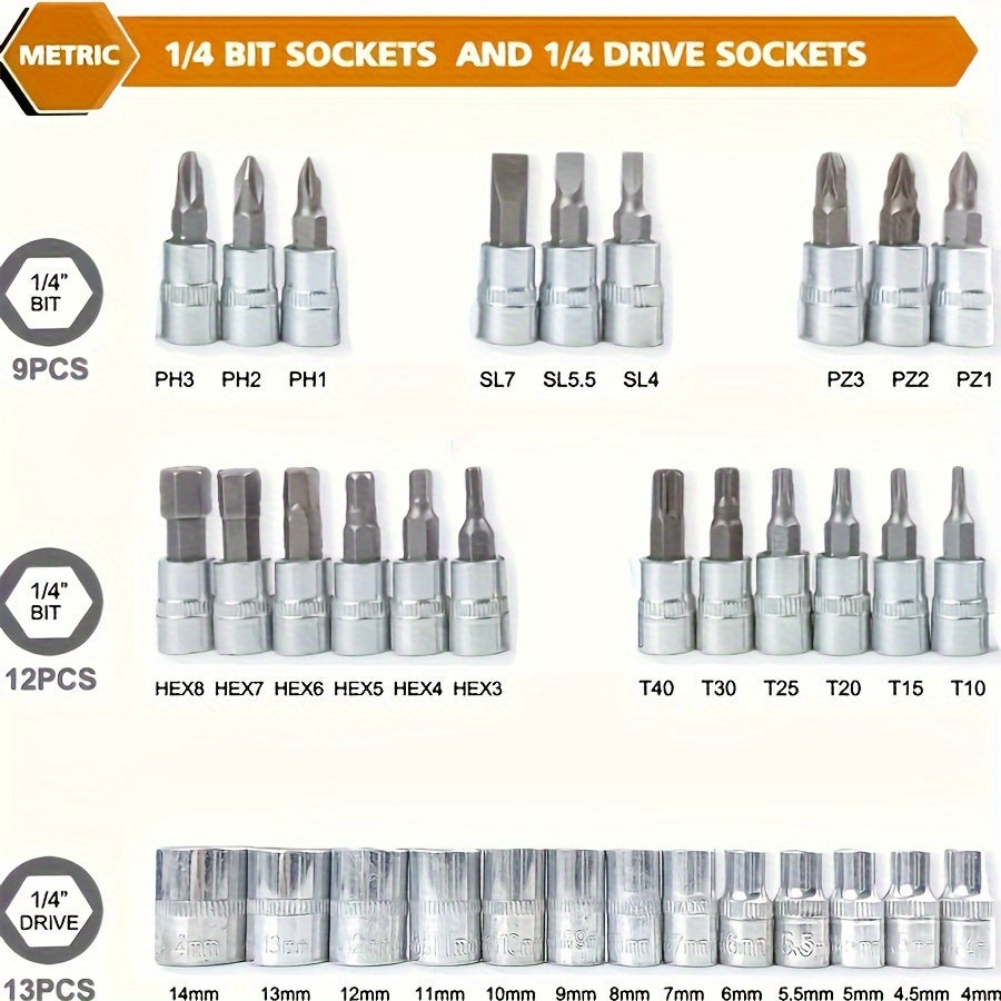 150pcs/46pcs Chrome Vanadium Steel Socket Wrench Set - Durable Torx Bit Kit for Auto & Home Repair, Includes Advanced Storage Case, No Assembly Required, Uncharged, Without Battery