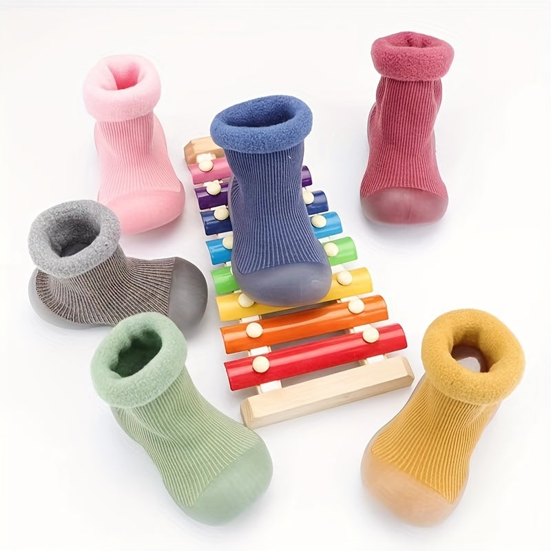 Casual Comfortable Slip On Rubber Sole Sock Shoes For Baby Boys, Breathable Non Slip Walking Shoes For Indoor Outdoor, Autumn And Winter
