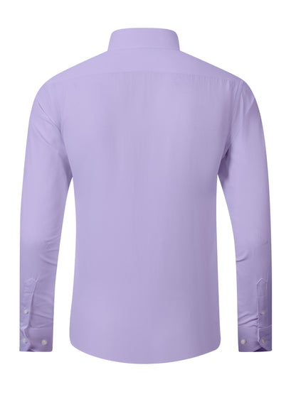 Men's Classic White Long Sleeve Dress Shirt - Business Casual, Non-Iron Polyester, Machine Washable