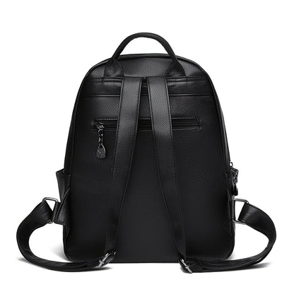 Women's 2025 New Style Synthetic Backpack with Tassel Charm - Glossy Black Soft Shell Travel Backpack, Detachable Adjustable Shoulder Straps & Zipper Closure, Spacious Laptop Compartment & Practical Pockets for Work, School,