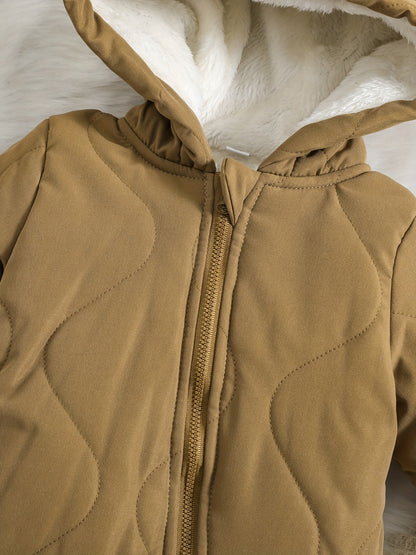 Infant Hooded Thick Romper Long Sleeve Zipper Thermal Jumpsuit, Babies & Kids Coat