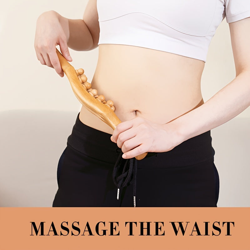 12 Beads Massage Stick, Can Relax The Whole Body, Massage The Shoulders, Neck, Back, Legs, Hands, Abdomen, Waist, Relax Muscles Tool After Exercise, Body Massager, Exercise Wooden Tools, Scraping Tool, Body Shaping Tools.