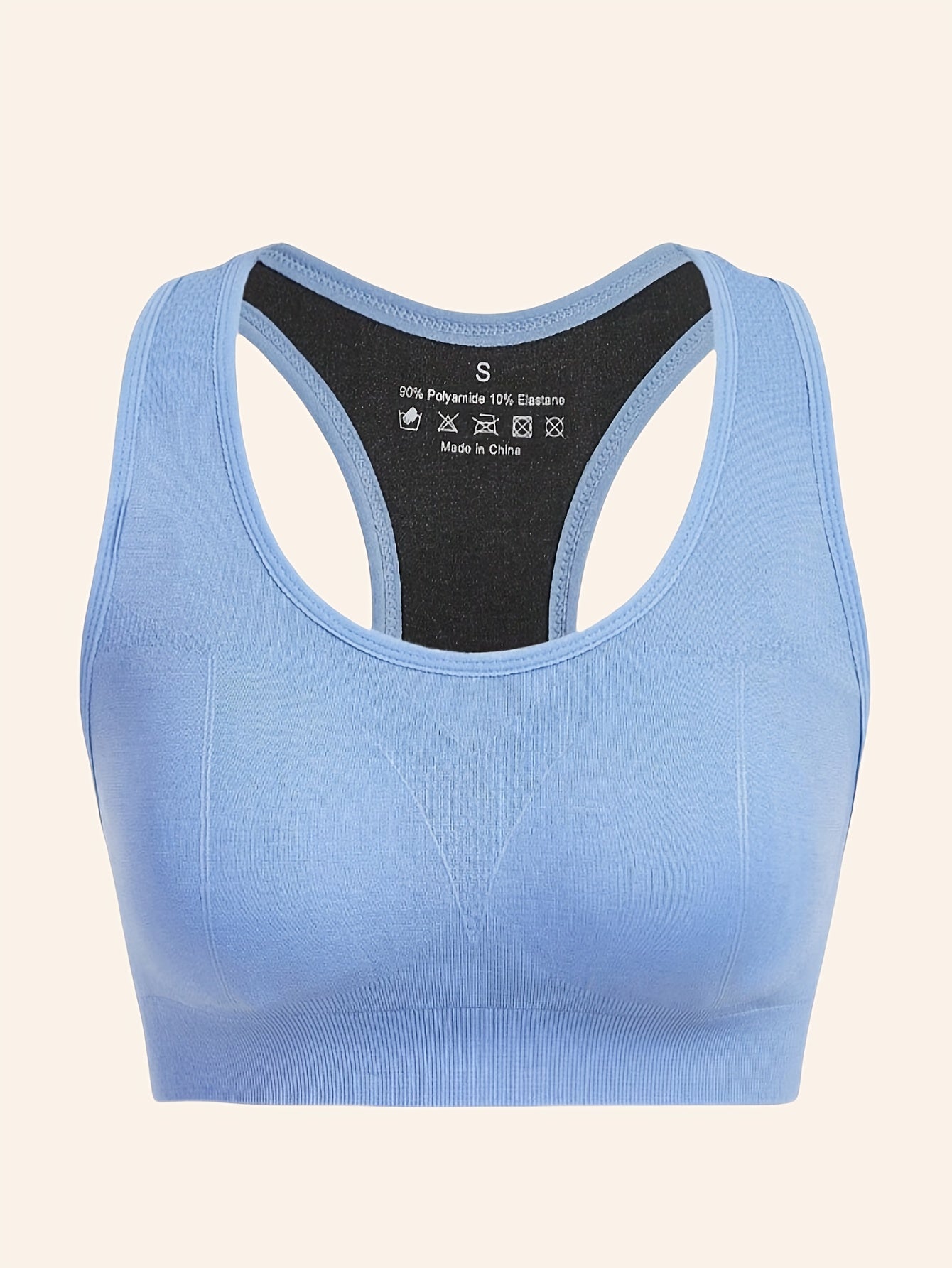 Women's High-Support Sports Bra with Removable Pads - Quick-Dry, Shockproof, Double-Layer Racerback Vest for Running & Fitness, Breathable Nylon-Elastane Blend, Non-See-Through, All-Season Activewear