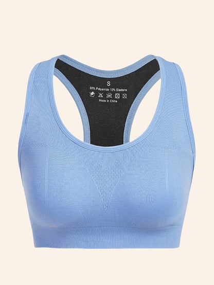 Women's High-Support Sports Bra with Removable Pads - Quick-Dry, Shockproof, Double-Layer Racerback Vest for Running & Fitness, Breathable Nylon-Elastane Blend, Non-See-Through, All-Season Activewear