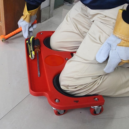1 peça Almofada de Joelhos com Rodízios, Vermelha e Preta, com Tabuleiro de Ferramentas Integrado - Plataforma Metálica Acolchoada e Confortável para Carpinteiros, Operadores de Máquinas, Instaladores de Pavimentos e Reparadores Automóveis