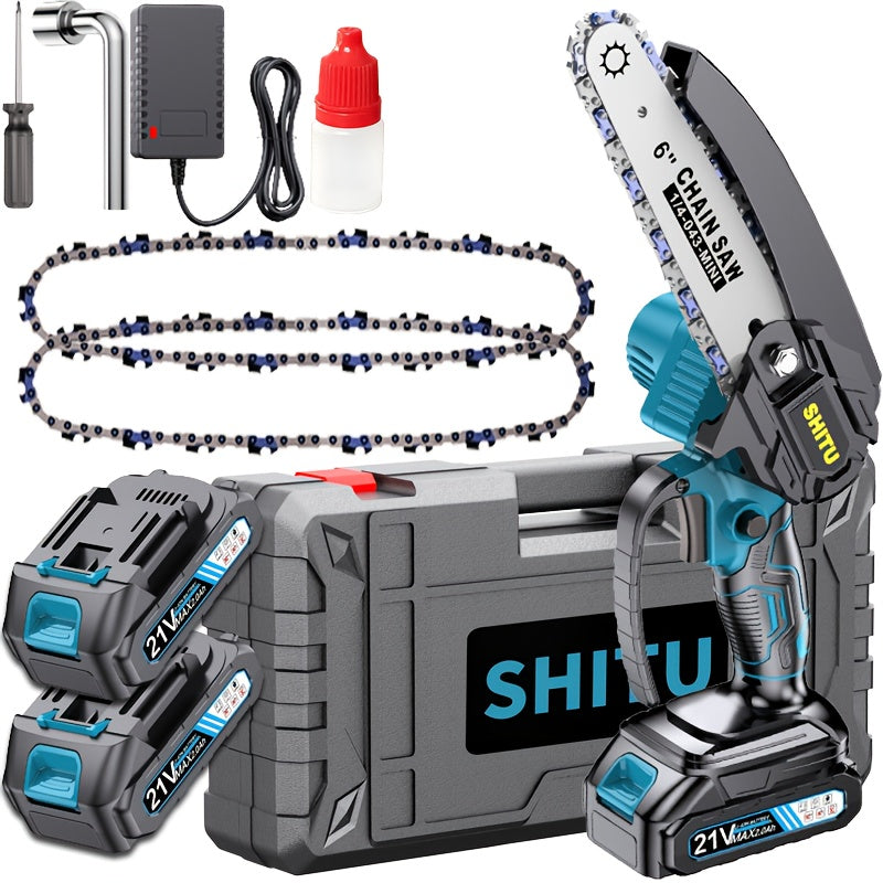 2025 new mini chainsaw wireless, lightweight and portable handheld electric tree cutting machine, equipped with splash guard, safety lock, rechargeable battery and safe trimming, can quickly cut tree branches, yards, homes an