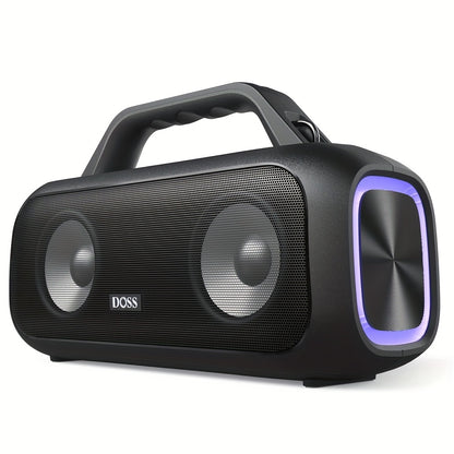 DOSS Extreme Boom S Portable Speaker, Wireless 5.3 with 60W Stereo Sound, Rich Bass, IPX6, 25H Playback Time, TWS, LED Lights, Suitable for Camping, Beach, Pool Outdoor Speakers - 507S