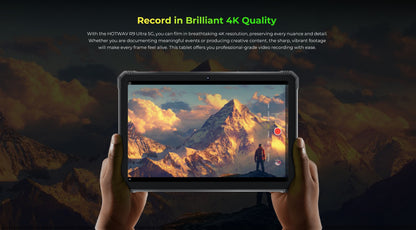 The HOTWAV R9 Ultra Is A Rugged Tablet with An 11-inch HD+ 120Hz Display, Android 15, 24 (8+16)GB RAM And 512 (expandable to 2TB)GB ROM, 64MP+16MP, 20MP Night Vision Cameras, 20080mAh Battery, S713 Chip, Dual 5G SIM Cards, GP