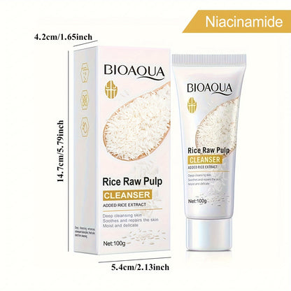 100g Rice Raw Pulp Cleansing Gel, Deep Clean Beautiful Face Wash Care for Delicate Skin for Men And Women Daily Care