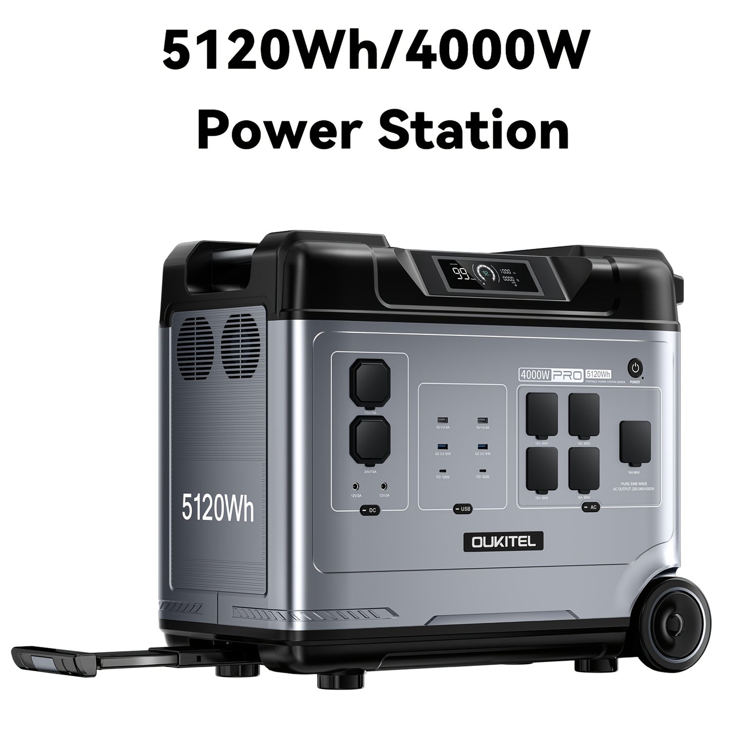 OUKITEL 1024Wh/5120Wh/5120Wh P1000PLUS/P5000/P5000PRO Power Station, Solar Generator with LiFePO4 Battery, 1000W/2200W/4000W AC Ports, Multiple Interfaces, Fast Charging Solar Generator for Camping&Outdoor Charging Station, T