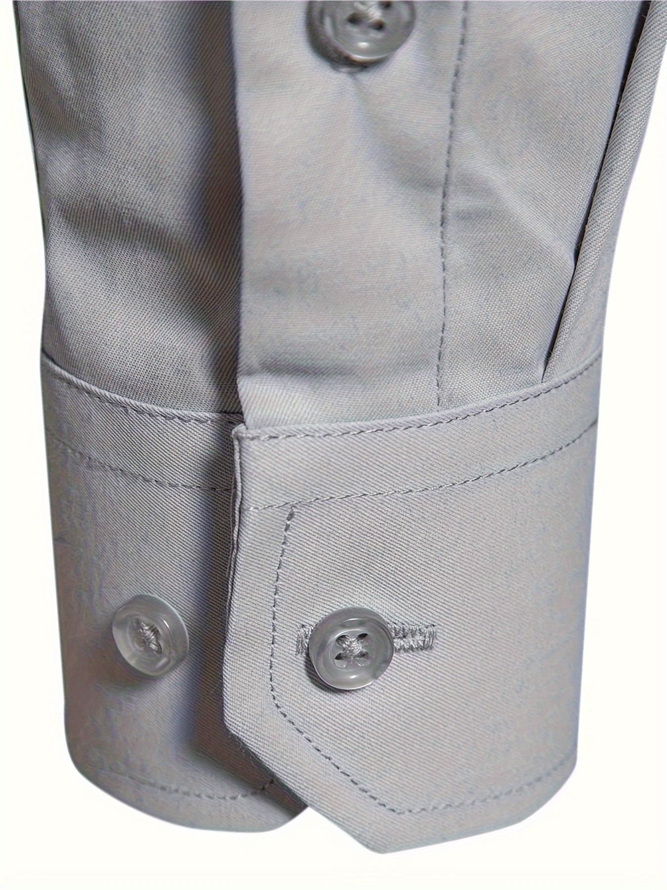 Men'S Slim Fit Long Sleeve Shirt - 55% Cotton, 40% Polyester, 5% Spandex, Solid Color, All-Season, Woven Fabric, Button-Up, Lapel Collar, Casual Weekend Wear, 125g/m²