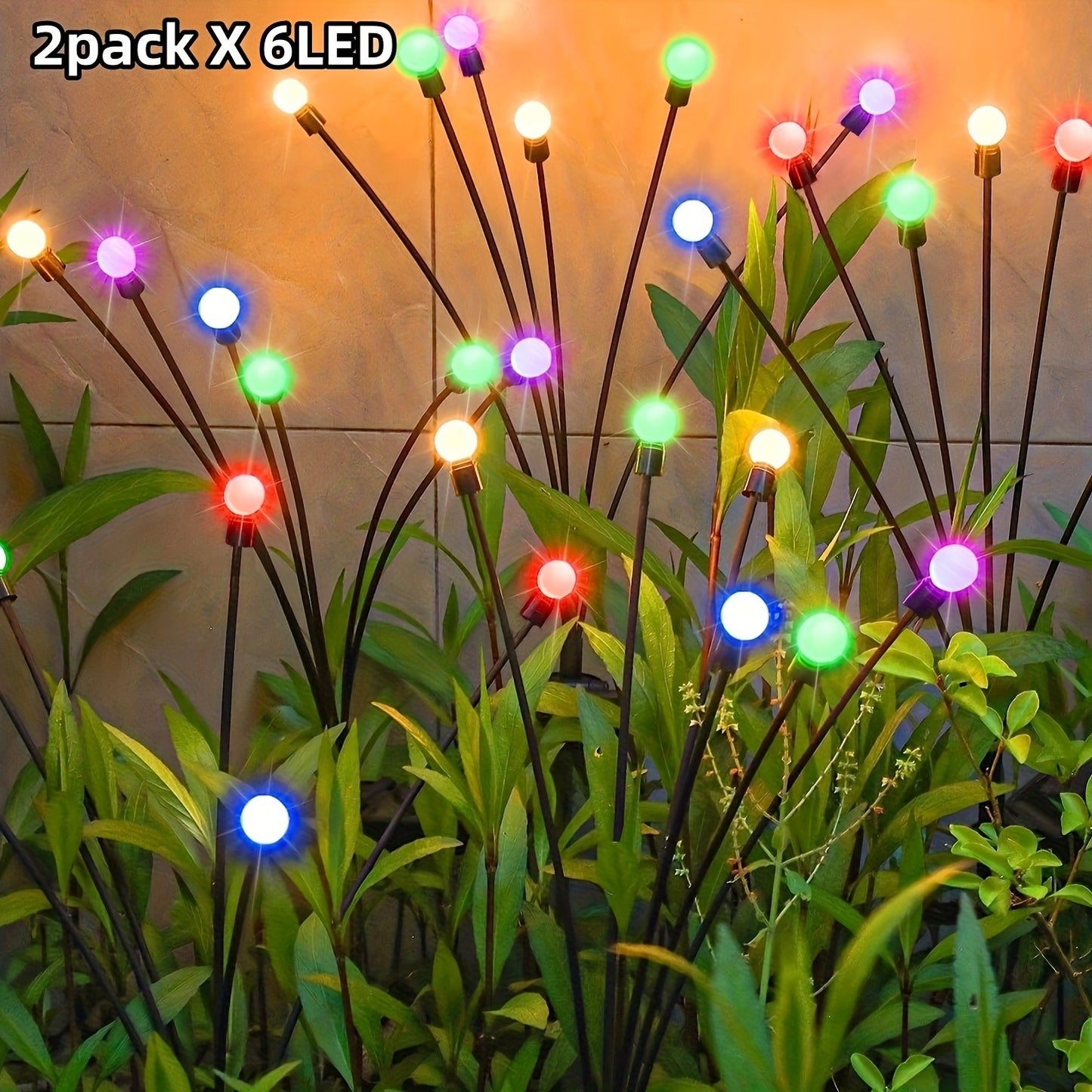 Two Solar Garden Lights, Equipped with 6/8/10 LED Bulbs, Firefly Floor Lights, Outdoor LED Lights, Spherical Garden Decorative Lights for Yard Lighting, Festive Parties, Christmas, Independence Day Dance Illumination to Beaut