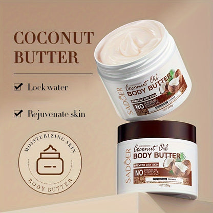 200g Coconut Moisturizing Body Cream, Body Butter With Vitamin E, Long Lasting Fragrance, Soothing Nourishing Rejuvenating Skin, Suitable For Various Skin Types With Plant Squalane