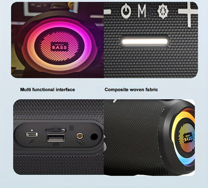 HEAVY BASS 30W Wireless Speaker with Subwoofer, USB-C Charging, Wireless, Built-in Mic, Portable PA System for Home Theater, Camping, Parties - Compatible with PC, Tablet, Smartphone, USB Drive - Ideal for DJs, Presentations,