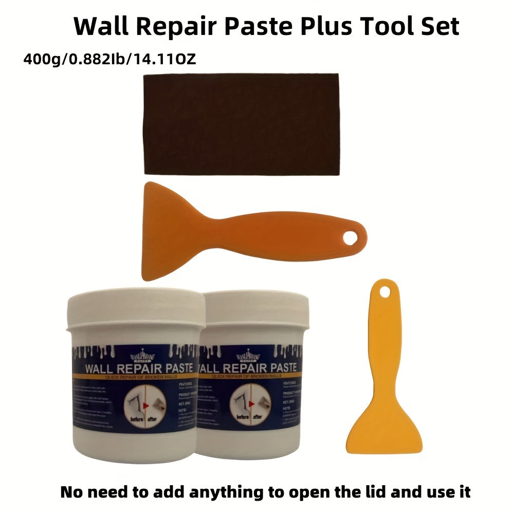 Kit de Reparação de Paredes com Espátula - Massa de Secagem Rápida para Drywall, Preenchimento de Buracos e Fissuras, Acabamento à Base de Cal, Reparação Autocolante de Paredes de Gesso, Branca, Material Plástico, Fácil de Usar para Reparações Domésticas