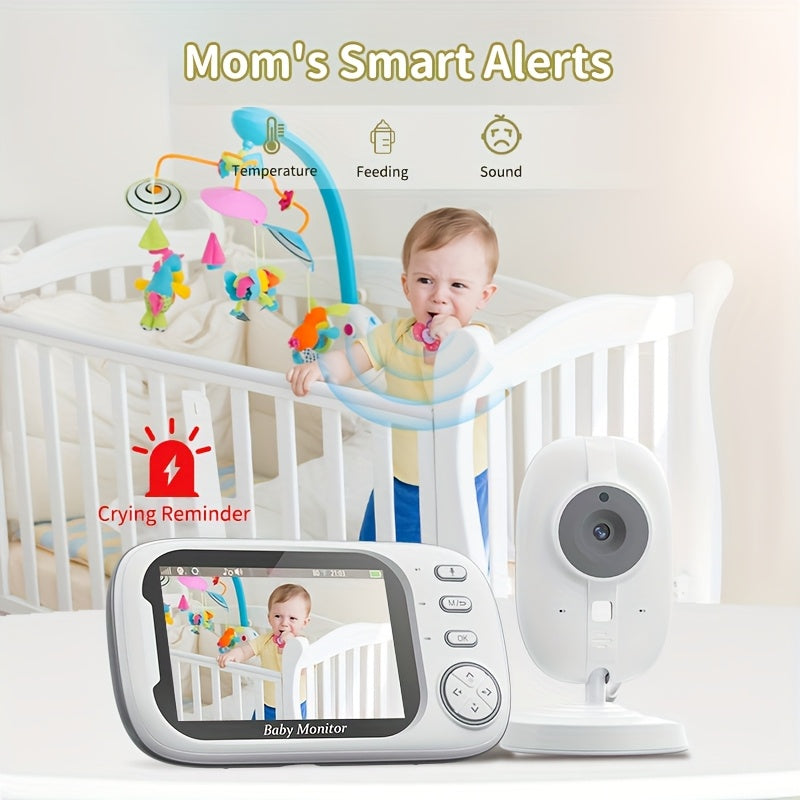 Baby Monitor,with 720P , 8.89 cm LCD Screen, Wireless 274.32meter Transmission  Baby Monitor Range, Auto Night Vision, 2-Way Audio Calling, Temperature Sensor and 8 Lullaby Songs, Editor with, Portable Monitor, Compact Design