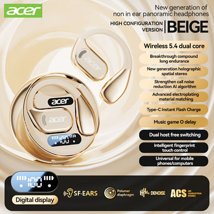 Auscultadores sem fios Acer OHR510 Pure Bass Sound - Novo modelo com design supra-auricular, bateria de longa duração e som de alta qualidade para desporto.