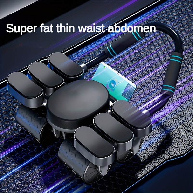 Roda abdominal silenciosa com quatro rodas, perfeita para exercícios em casa e compressão abdominal, ideal para o treino do core, fabricada em material ABS, um excelente presente para o Natal e Ano Novo.