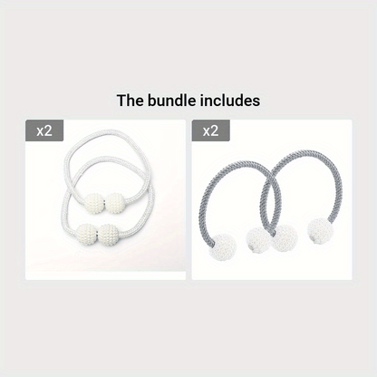 2pcs Large Modern Magnetic Curtain Tiebacks - Elegant Pearl Design, Easy-to-Use, Stylish Window Treatment Holdbacks for Home Decor, Curtains for Living Room