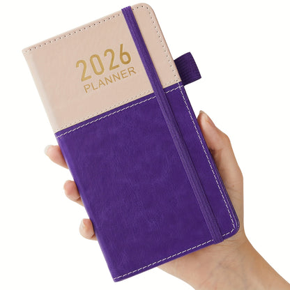 2026 Compact Planner, January 2026-December 2026 Weekly Monthly Calendar in Small Size, Fits in Wallet, 9.65 cm X 17.78 cm, with Elastic Band, Pen Loop, Suitable For School Home Office, Halloween Gift