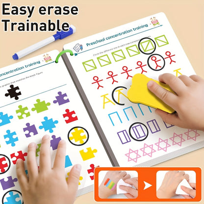 Conjunto de Caderno Mágico Reutilizável com 64 Páginas | Desenvolvimento Cerebral Integral, Controlo da Caneta e Atividades Educativas de Desenho | Aprenda a Escrever com Papel | Páginas Coloridas | Presente para o Regresso às Aulas