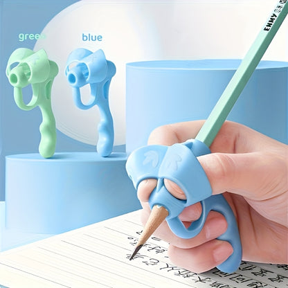 1/2/3/4-Pack Silicone Pen Grip Correctors - Handwriting Practice Aid with Soft Rubber Pencil Holders, Blue & Pink for Improved Posture & Error Correction, Educational Tool, Playful Design, Flexible Design