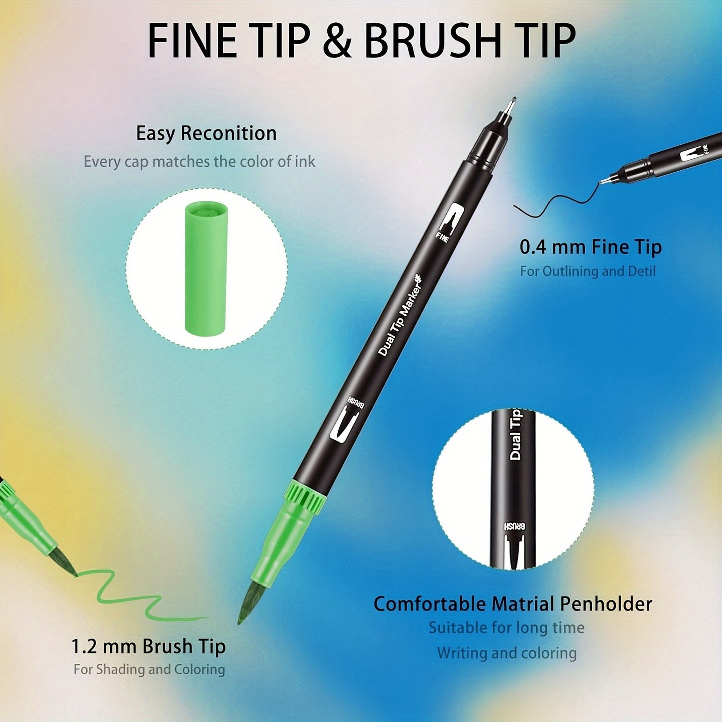 Double-Ended Marker, Watercolor Painting Pen, Art Special Line Drawing Set, Doodle Pen Christmas Halloween Easter Gift