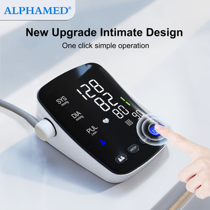NEW LED High-End Curved Screen Home Precision Sphygmomanometer, 2x199 Memory with 22.1-43.18 cm Blood Pressure CuffAutomatic Upper Arm Cuff Digital Sphygmomanometer with C-Cable for Gifts, Family, Parents, and Friends