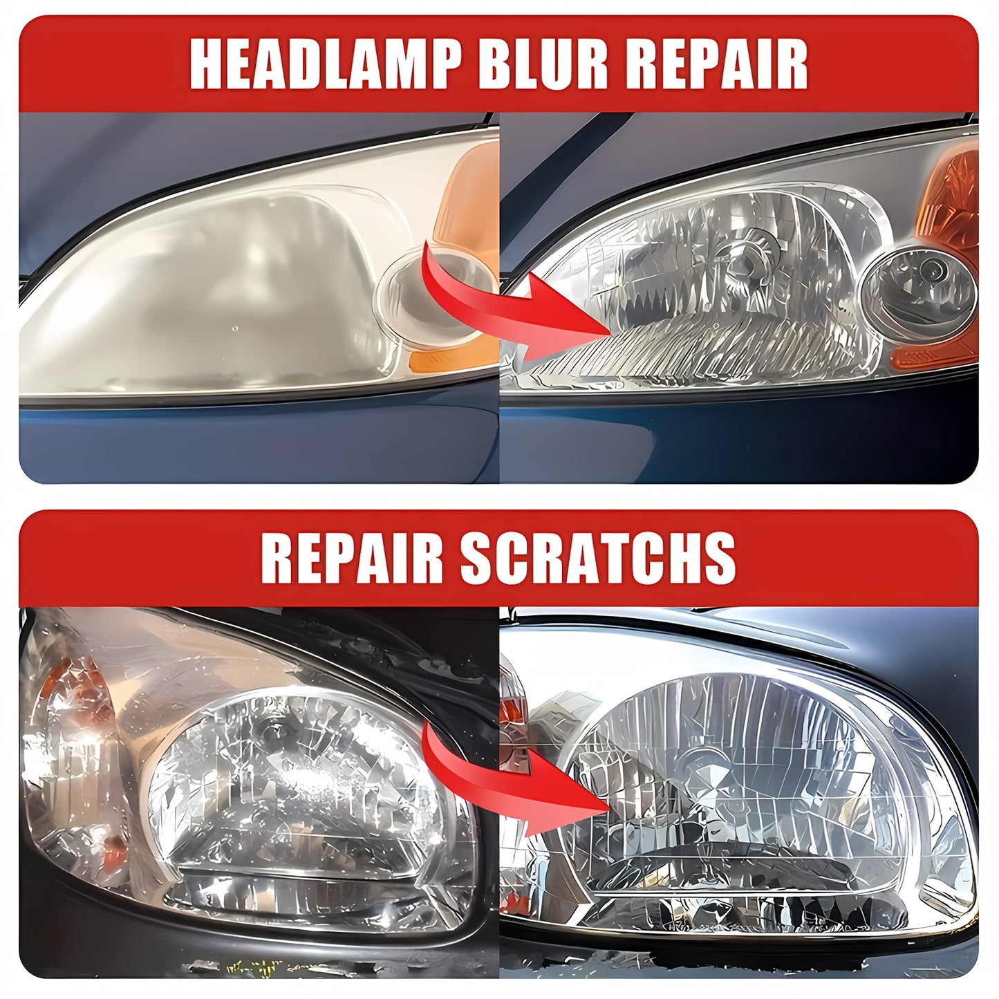 Premium Car Headlight Restoration Kit – Fixes Yellowing, Haze, Oxidation & Scratches for Safer Driving