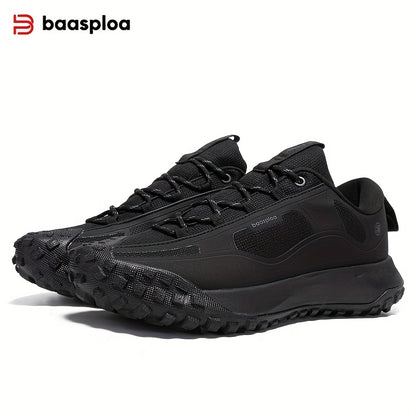 Sapatilhas de caminhada e trail para homem BAASPLOA para todas as estações - Sapatilhas casuais com atacadores, topo em tecido resistente, interior respirável, sola antiderrapante em MD, de cano baixo, ideal para as atividades de lazer diárias.