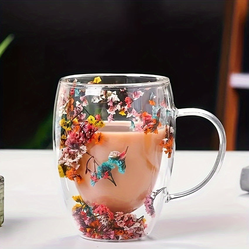 350ml, Double-layer Glass Coffee Mug, Clear Water Cup For Cappuccino Tea Espresso Latte, Hot Beverages Glasses, Birthday Gift For Women Her