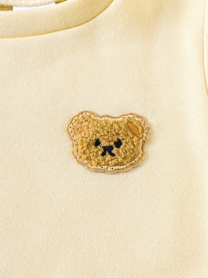 A Set of Three Fleece Hoodies for Baby Boys, Packaged in Six Pieces, Featuring a Cute Bear Patch. Perfect for Outdoor Wear During The Autumn And Winter Seasons, Making It a Great Gift for Children.