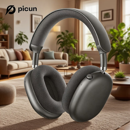 PICUN Wireless Headphones with Dynamic Head Tracking, -52dB ANC Noise Cancellation, 140Hrs Battery Life, Wireless 5.4, Wired/Wireless Switch, Double Connection & Multi-Mode Audio, Closed-back Design, Plastic Material, Compati
