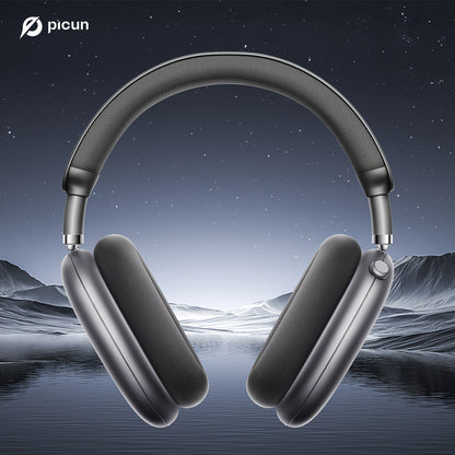 Picun F8 Pro Wireless Over-Ear Headphones with 52dB Hybrid ANC, Hi-Res Audio, Detachable Fabric Ear Cushions, Smart 5-Mic ENC, 140-Hour Standby, and Seamless Dual-Device Connectivity, Black, Wireless Headphones, Modern Headph
