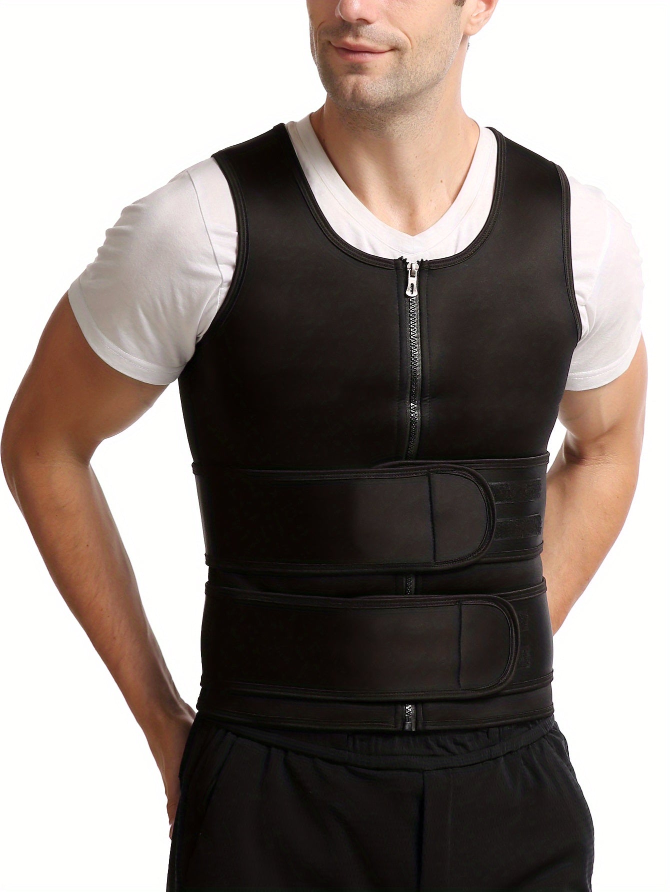 Sauna Double Belt Vest Male Sports Vest Gym Shirt Neoprene Suddenly And Violently Sweat Suit