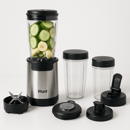 Multi Blender iHunt Bro 4-in-1, 900W, 18000 RPM, 1L, 6 Blades, Grinding, Smoothie Maker, Ice Crushing, 7 Accessories Included
