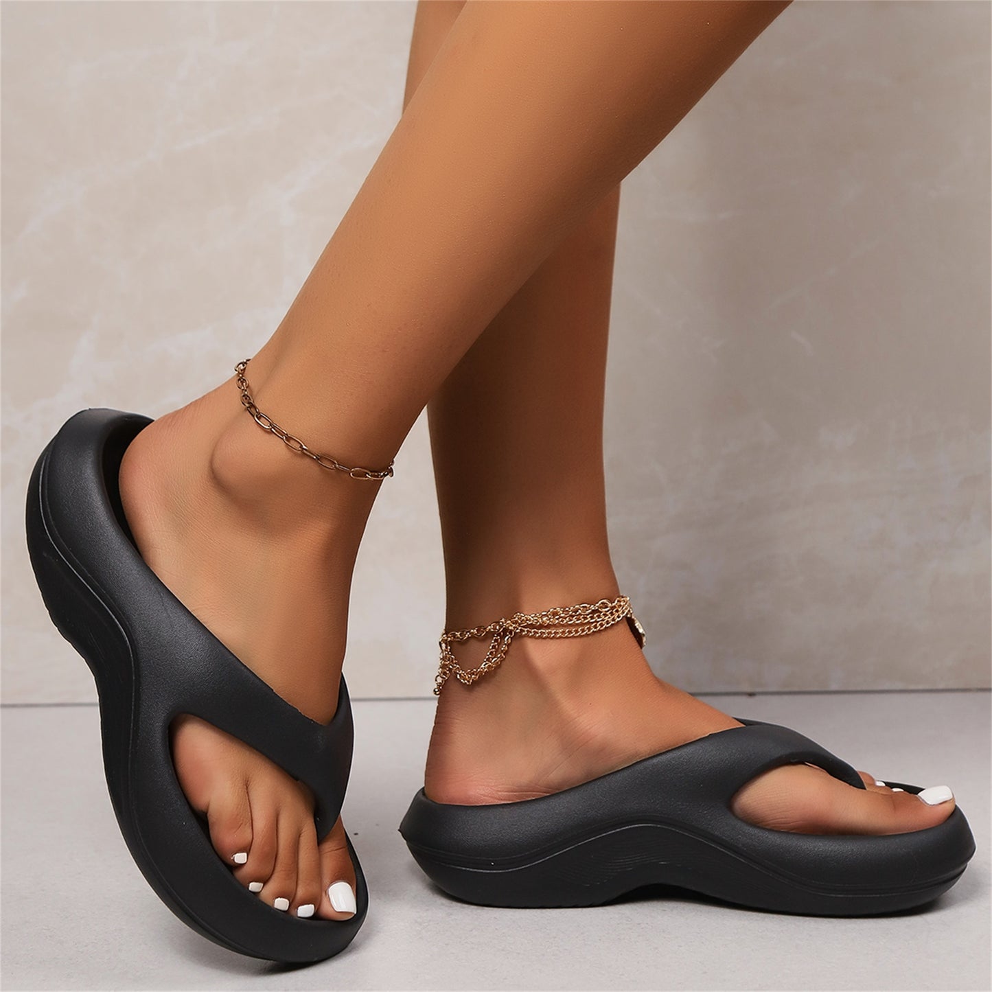 Women'S Slip-On Platform Sandals - Cushioned EVA Beach Shoes with Arch Support, Non-Slip Sole - All-Season Indoor/Outdoor Slippers for Women, - Lightweight & Easy-Clean Footwear for Home, Travel, Work, Vacation - Cushioned In